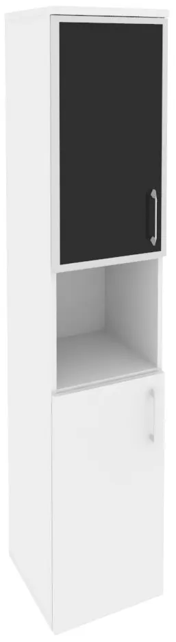 Шкаф высокий узкий левый O.SU-1.4R(L) white/black/mate ONIX DIRECT - фото 2