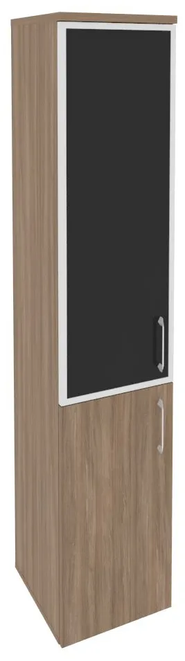 Шкаф высокий узкий левый O.SU-1.2R(L) white/black/mate Onix - фото 4