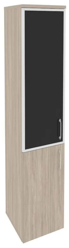 Шкаф высокий узкий левый O.SU-1.2R(L) white/black/mate Onix - фото 5