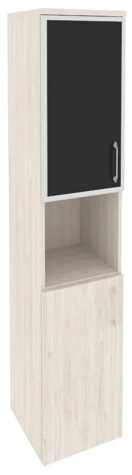 Шкаф высокий узкий левый O.SU-1.4R(L) white/black/mate ONIX DIRECT - фото 3