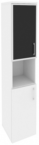 Шкаф высокий узкий левый O.SU-1.4R(L) white/black/mate Onix